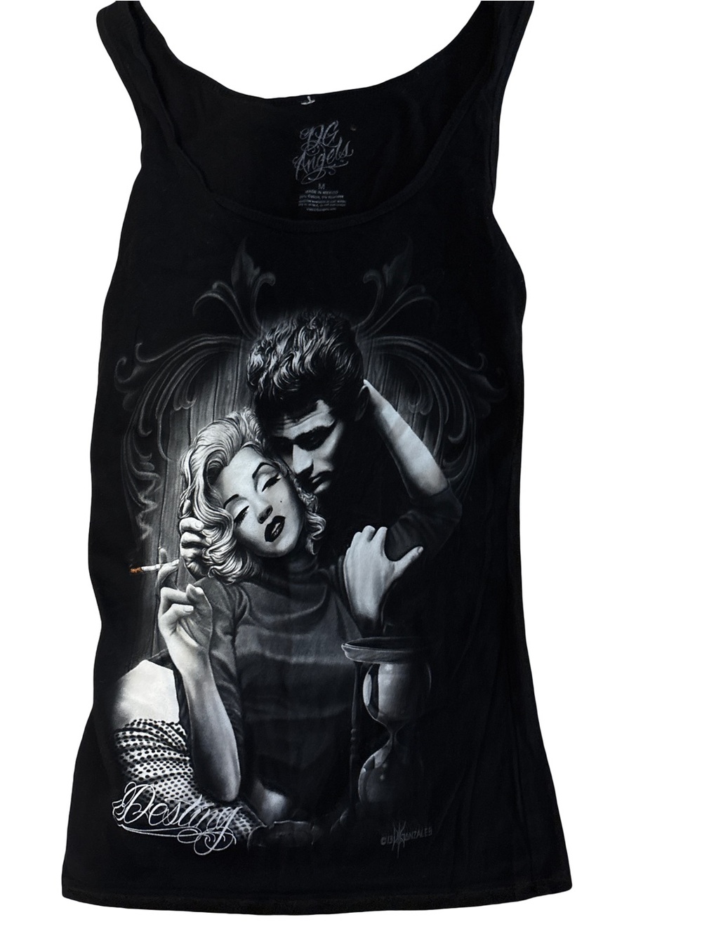 Black Women's Graphic Tank Top with Romantic Vintage Print